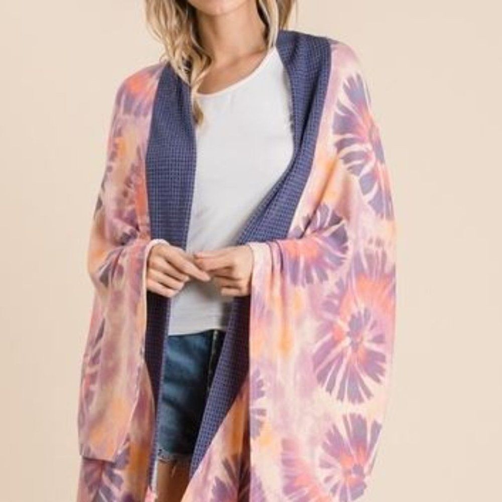 Tie Dye Long Kimono Cardigan Large